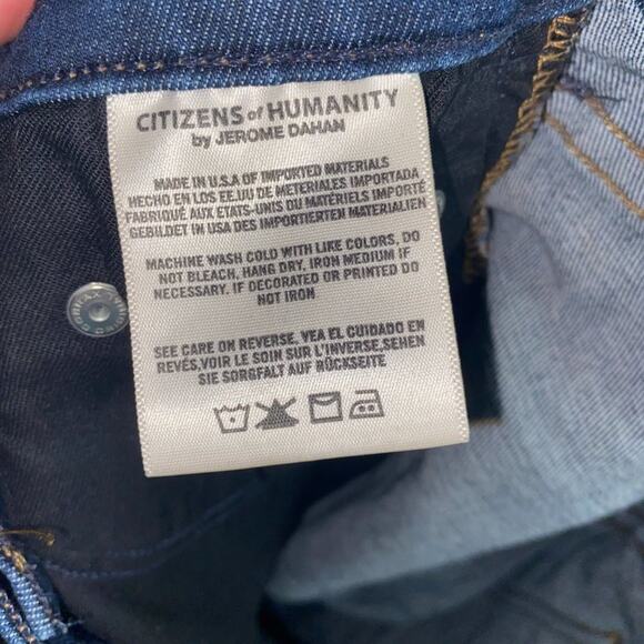 Citizens of Humanity Rock Dark Wash Blue Cut-Off Raw Hem Skinny Jeans Size 26 - Picture 8 of 8